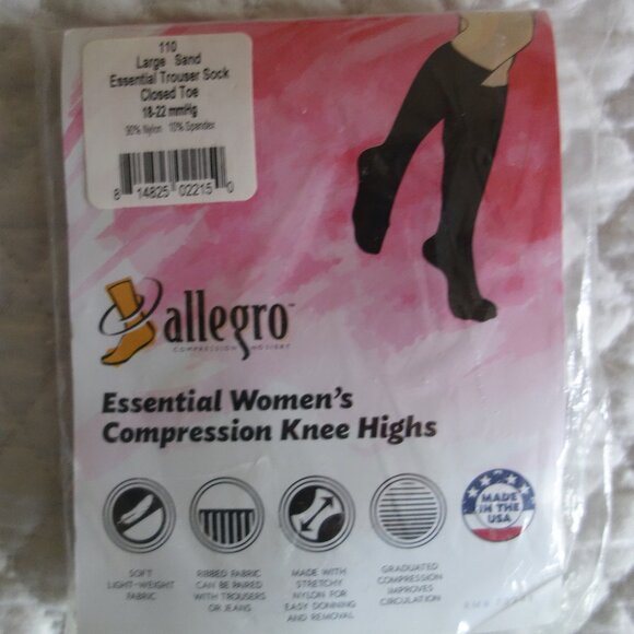 Lot of 4 NIP ALLEGRO 18-22 Closed Toe Compression Knee High Stockings – Large - Picture 3 of 6